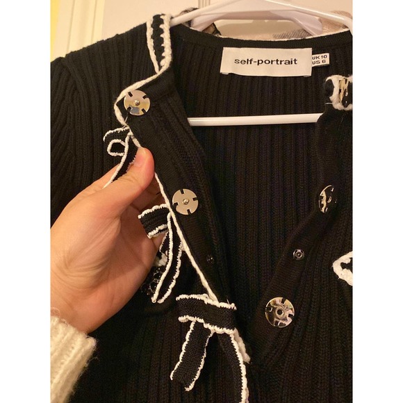 [sold] Self-Portrait Melange Knit Mini Dress in Black - Picture 8 of 10